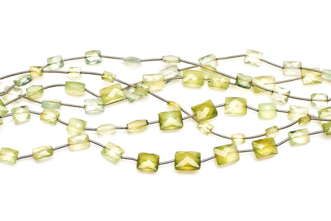 Prehnite Green Rectangle Faceted Natural Beads