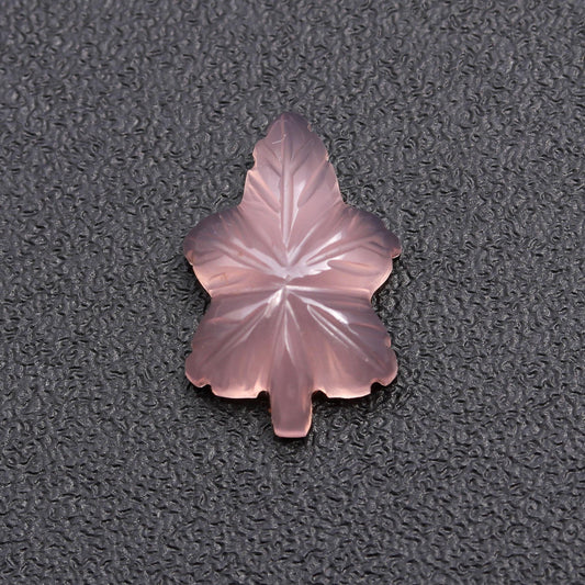 Rose Quartz Pink Leaf Carving Natural 16 MM Stone