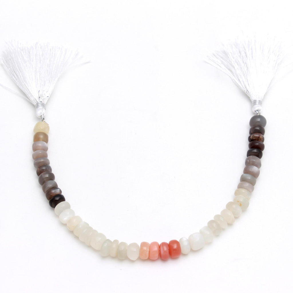 Multi Moonstone Multi Rondell Smooth Natural Beads 8 inches Strands