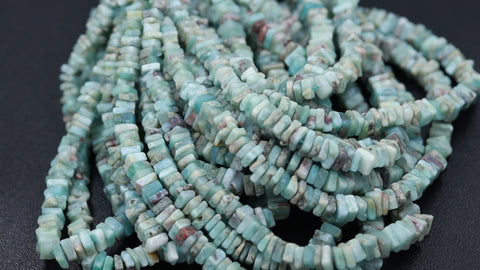 Larimar Green Square Chips Smooth Natural Beads 16 Inches Strands