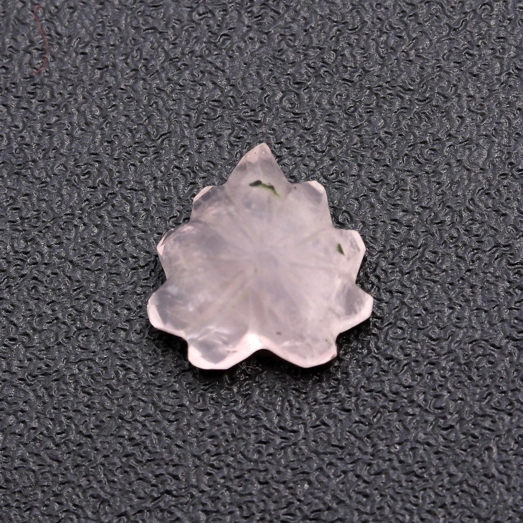 Rose Quartz Pink Leaf Carving Natural 10 MM Stone