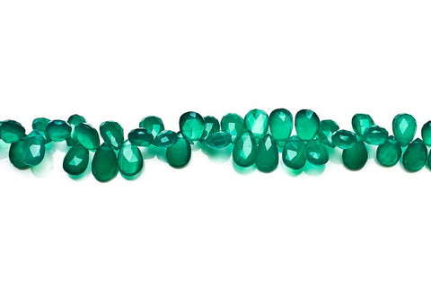 Green Onyx Dark Green Pear Faceted Natural Beads