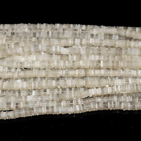 Moonstone White Square Chips Smooth Natural Beads 16 Inches Strands