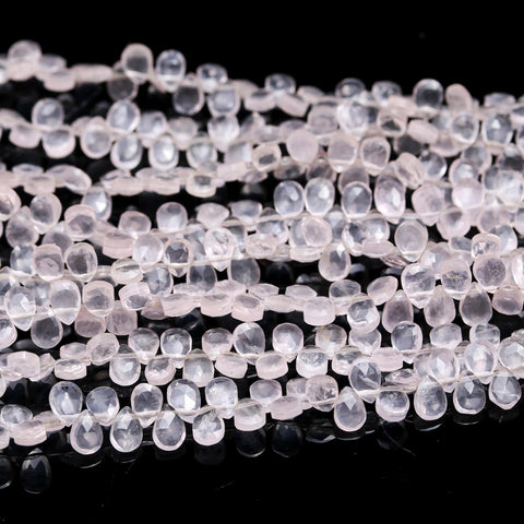 Rose Quartz Pink Pear Faceted Natural Beads 8 Inches Strands