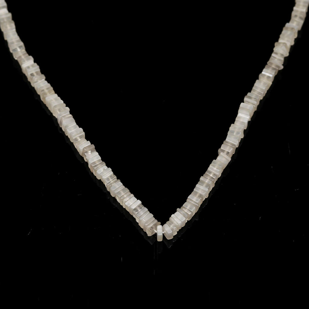 Moonstone White Square Chips Smooth Natural Beads 16 Inches Strands