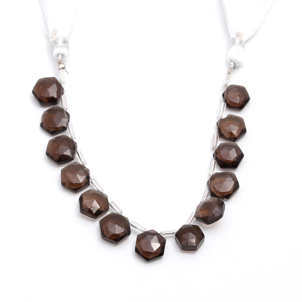 Smoky Quartz Brown Hexagon Faceted Natural Beads 8 Inches Strands