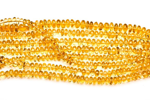 Citrine Yellow Rondelle Smooth Natural Beads