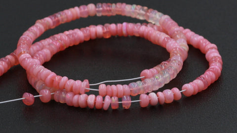 Ethiopian Opal Pink Tire Smooth Natural Beads 16 inches