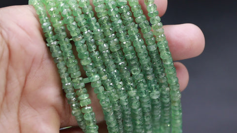 Green Apatite Green Tire Faceted Natural Beads 16 Inches Strands