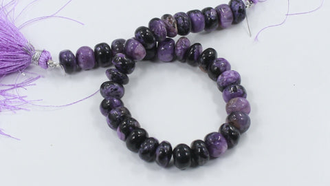 Charoite Purple Rondelle Smooth Natural Beads 8 Inches Strands