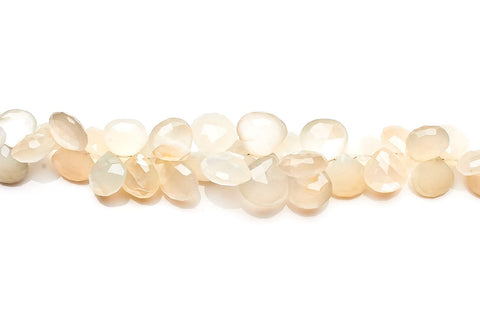 Moonstone White Heart Faceted Natural Beads