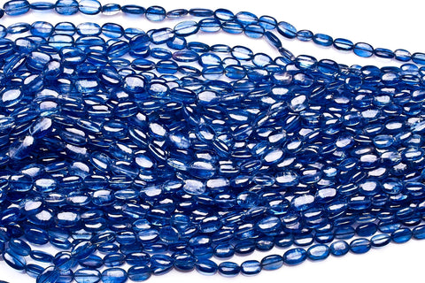 Kynite Blue Oval Smooth Natural Beads