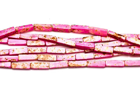 Bone Item Pink Rectangle Smooth Dyed Beads