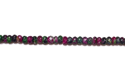 Ruby Zoisite Green / Red Rondelle Faceted Natural Beads