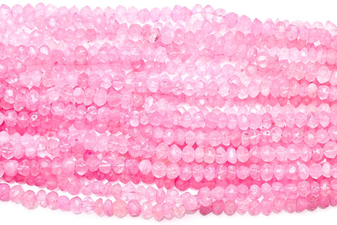 Rose Quartz Pink Rondelle Faceted Natural Beads