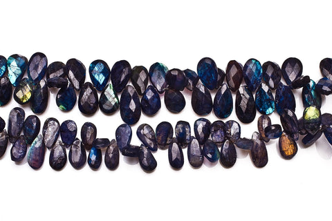 Labradorite Blue Pear Faceted Heat Treated Beads