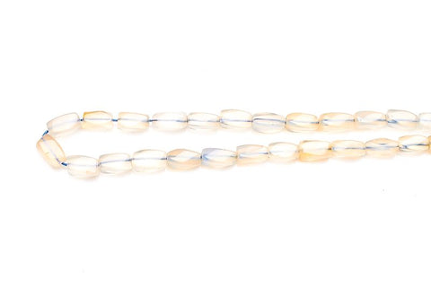 Chalcedony Blue Twisted Rectangle Smooth Heat Treated Beads