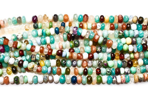 Multi Stone Multi Color Rondelle Faceted Natural Beads