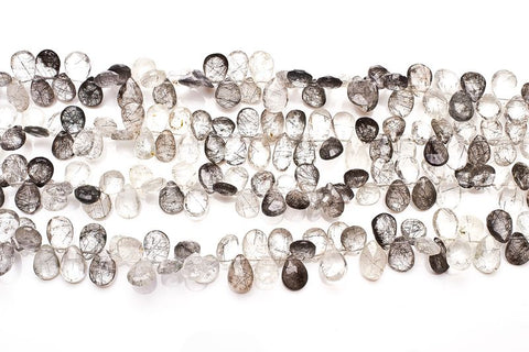 Black Rutile Black Shaded Pear Faceted Natural Beads