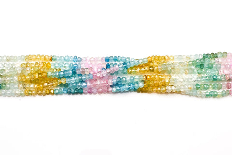 Aquamarine Multi Rondelle Faceted Dyed Beads