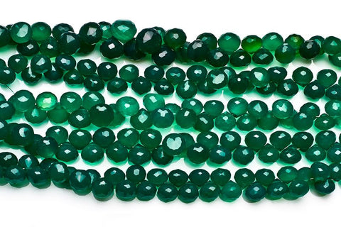 Green Onyx Dark Green Onion 10 mm Faceted Natural Beads 8 Inches Strands