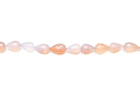 Chalcedony Peach Drop Cut Faceted Heat Treated Beads