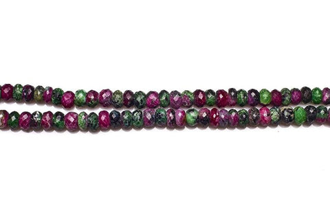 Ruby Zoisite Green / Red Rondelle Faceted Natural Beads