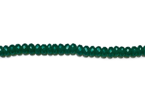 Chalcedony Dark Green Rondelle Faceted Heat Treated Beads