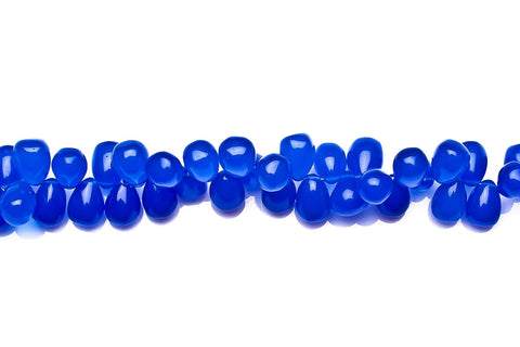 Chalcedony Blue Drops Smooth Heat Treated Beads