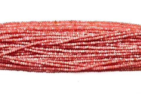 Rhodochrosite Pink Rondelle Faceted Natural Beads