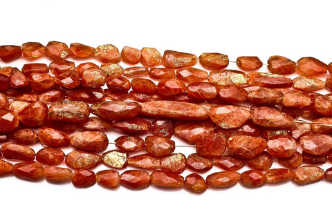 Sunstone Orange Nugget Faceted Natural Beads