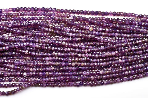 Amethyst Purple Rondelle Faceted Mystic Coating Mini Beads