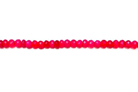 Chalcedony Dark Pink Rondelle Faceted Heat Treated Beads