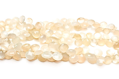 Moonstone White Heart Faceted Natural Beads