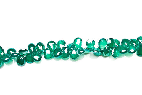 Green Onyx Green Pear Faceted Mystic Coating Beads