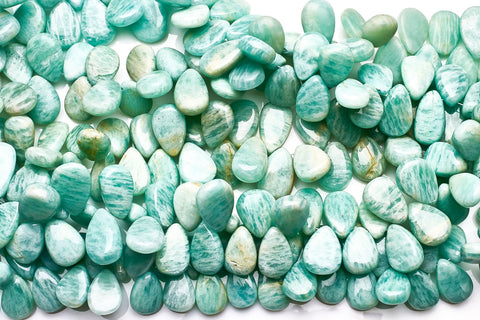 Amazonite Green Pear Smooth Natural Beads