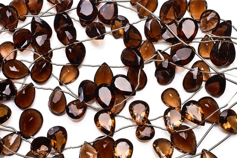 Smoky Quartz Brown Pear Faceted Natural Beads