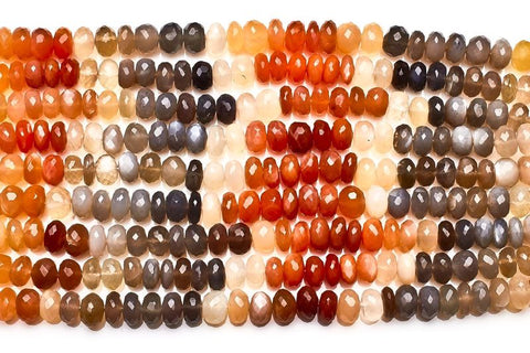 Moonstone Multi Color Rondelle Faceted Natural Beads