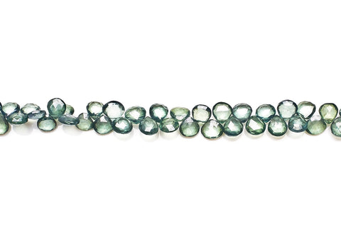 Crystal Quartz Green Heart Faceted Mystic Coating Beads