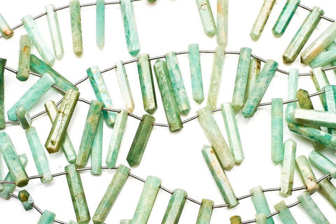 Amazonite Green Pencil Faceted Natural Beads