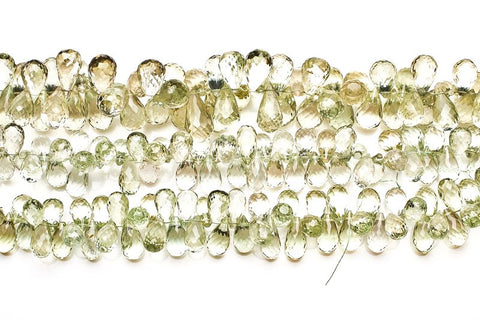 Green Amethyst Light Green Drop Faceted Natural Beads