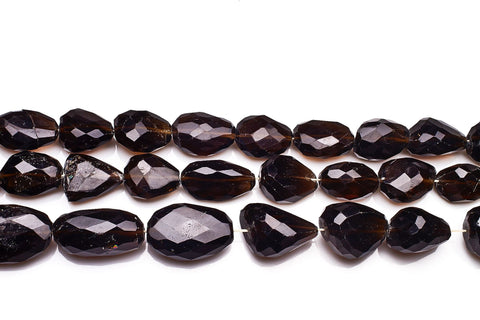 Smoky Quartz Black Nugget Faceted Natural Beads