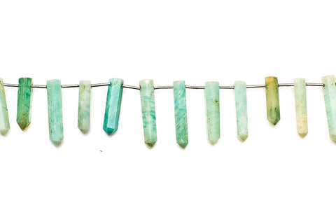 Amazonite Green Pencil Faceted Natural Beads