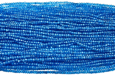 Blue Coated Crystal Quartz Rondelle Faceted Coating Micro and Mini Beads