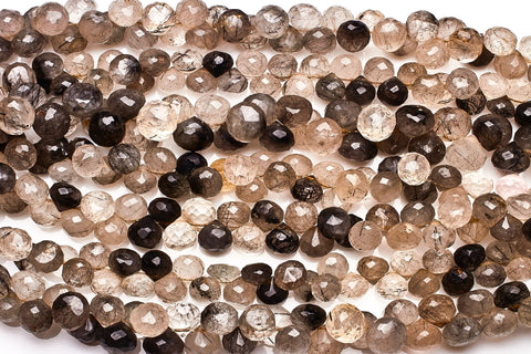 Black Rutile Shaded Black Onion Faceted Natural Beads