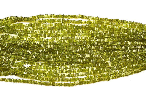 Peridot Green Square Chips Smooth Natural Beads