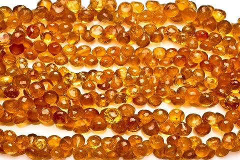 Citrine Dark Orange Onion Faceted Natural Beads