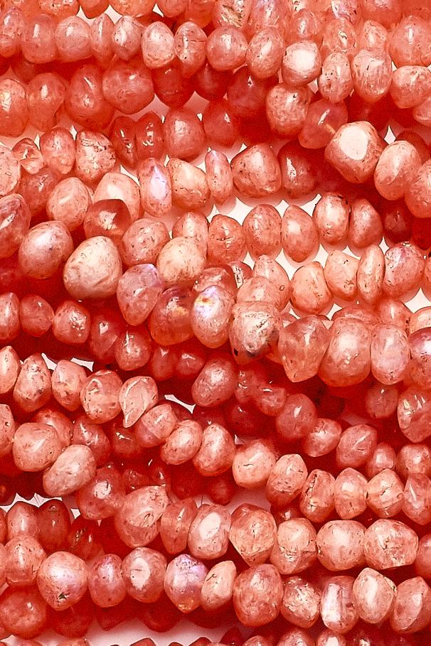 Moonstone Orange Rondelle Smooth Coated Beads