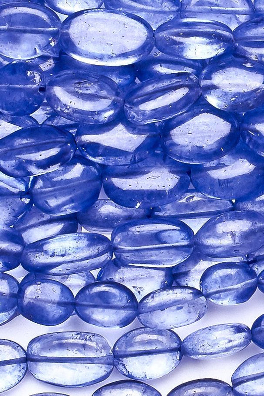 Crystal Quartz Blue Oval Smooth Coating Beads