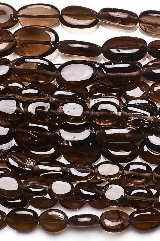 Smoky Quartz Brown Oval Smooth Natural Beads